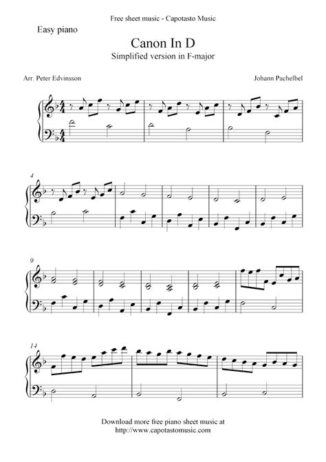 Free Easy Piano Sheet Music Solo This Is A Simplified And Shortened