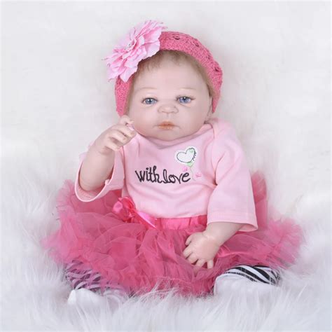55cm Full Body Silicone Reborn Girl Baby Doll Toy Lifelike Pink