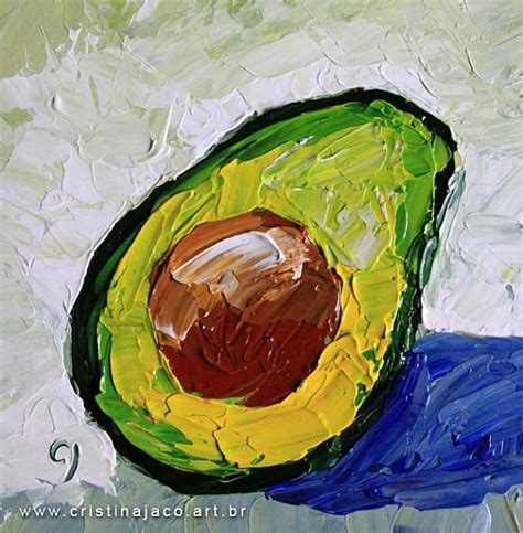 Avocado Painting Small Original Still Life 6x6 By Cristinajaco Fruit