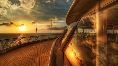 Download Sunset Vehicle Cruise Ship Hd Wallpaper