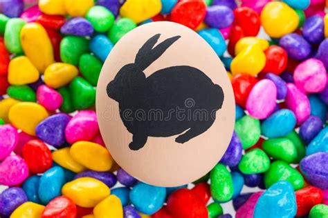 Easter Bunny Painted On Egg Stock Photo Image Of Decoration Decor
