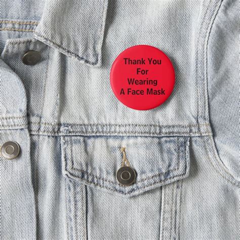 Coronavirus Thank You For Wearing A Face Mask Red Button Zazzle