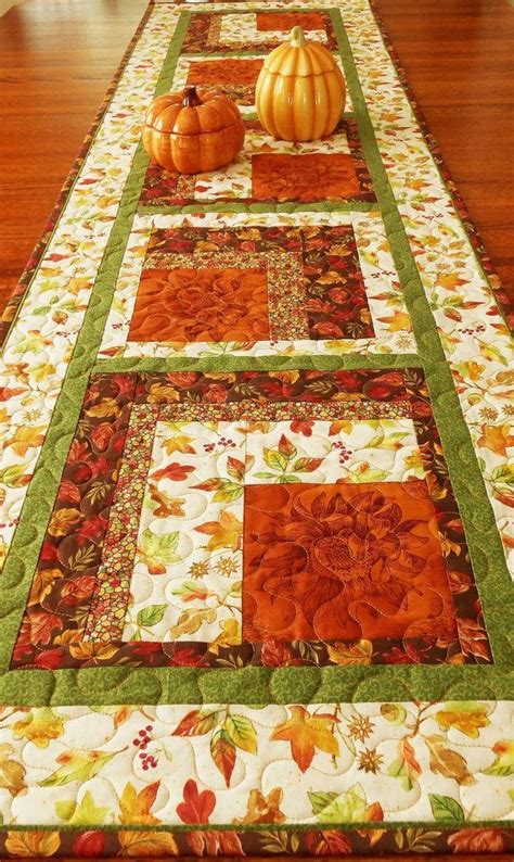 This Quilted Autumn Table Runner Is Extra Wide And Long Perfect For