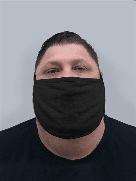 Men Extra Large Face Mask 3 Ply Cotton Made In The Usa Black 3