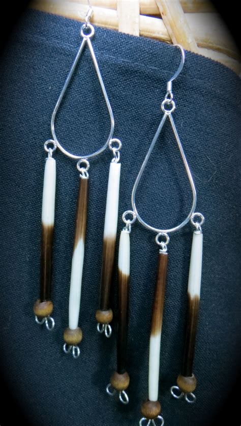 Porcupine Quill Earrings Sterling Silver Native American Felt