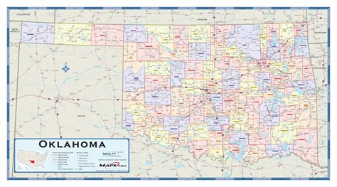Oklahoma Counties Wall Map By Mapsales