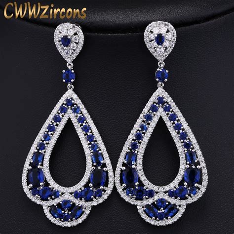 Aliexpress Com Buy Cwwzircons Elegant Cz Bridal Jewelry Luxury Long