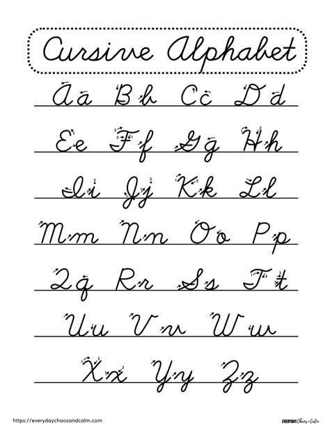 13 Free Printable Cursive Alphabet Charts For Kids
