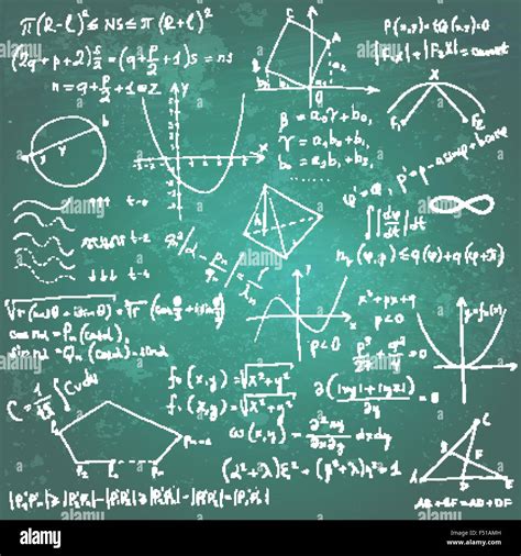 Fórmulas Matemáticas Y Dibujos En Una Pizarra Imagen Vector De Stock