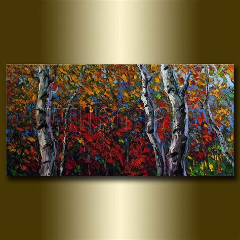 Autumn Birch Forest Landscape Giclee Canvas Print From Original Oil
