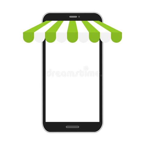 Smartphone Mockup With Store Awning Stock Illustration Illustration