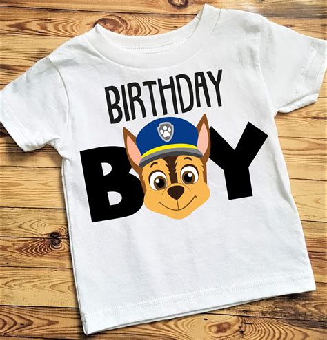 Paw Patrol Birthday Shirt Chase Boy Birthday Shirt Boy Etsy