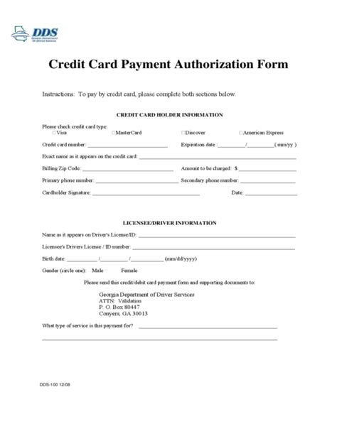 __ visa __ master card __ discover 10+ Credit Card Authorization Form Template Free Download!!