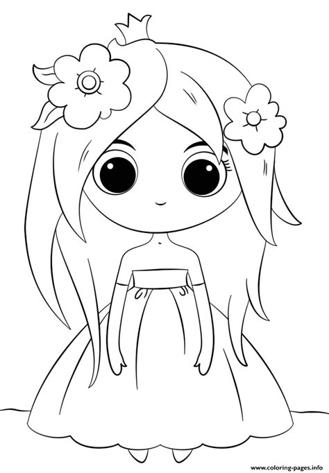 Cute Princess Kawaii Coloring Page Printable