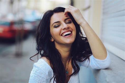 Women Model Brunette Smiling Depth Of Field David Olkarny Aurela Skandaj Laughing Hd