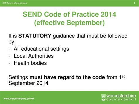 Ppt Sen Reform The New Send Code Of Practice And Early Years Settings