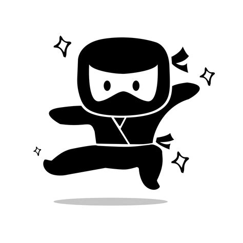 Side Kick Cute Ninja On White Background Vector 14213017 Vector Art At