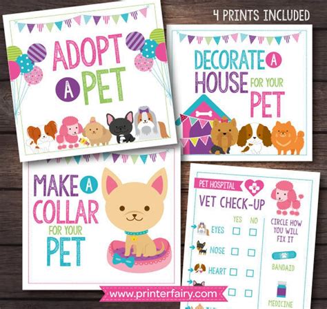 Pet Adoption Station Party Package Puppy Adoption Party Etsy Pet