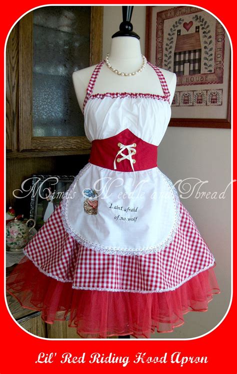 sexy lil red riding hood handmade apron apron pretty apron sexy apron