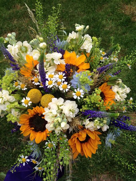 Wedding Bouquet Of Sunflowers Lisianthus Veronica Green Bell
