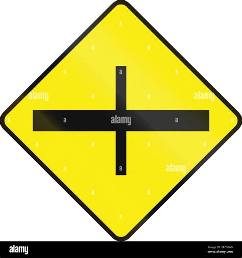 Irish Road Warning Sign 4 Way Intersection Ahead Stock Photo Alamy