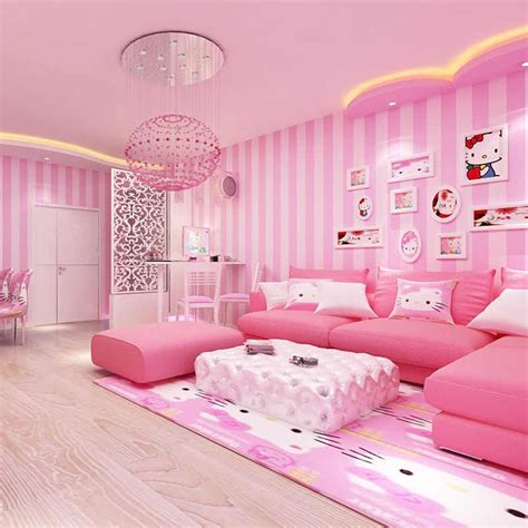 Beibehang Modern Simple Wide Striped Pink Wallpaper Cute Children Room