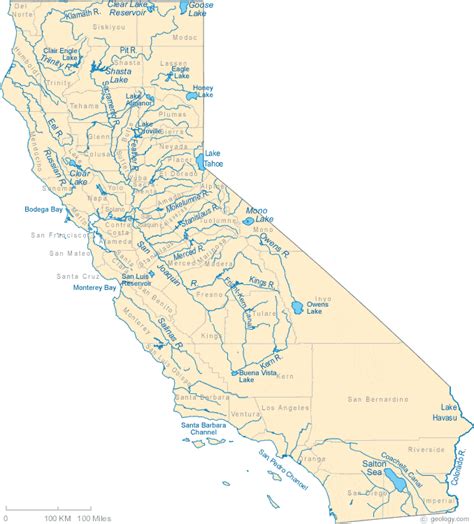 Labeled California Mountain Ranges Map