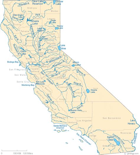 Map Of California Lakes Streams And Rivers