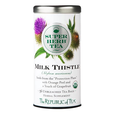 The Republic Of Tea Organic Milk Thistle Superherb Herbal Tea Tin Of