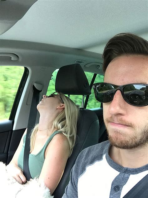 Husbands Hilarious Selfies Of His Wife Napping On Road Trips Make For The Perfect Revenge