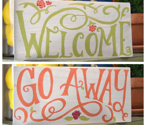 Double Sided Welcomego Away Reversible Sign By Kirkseadesigns