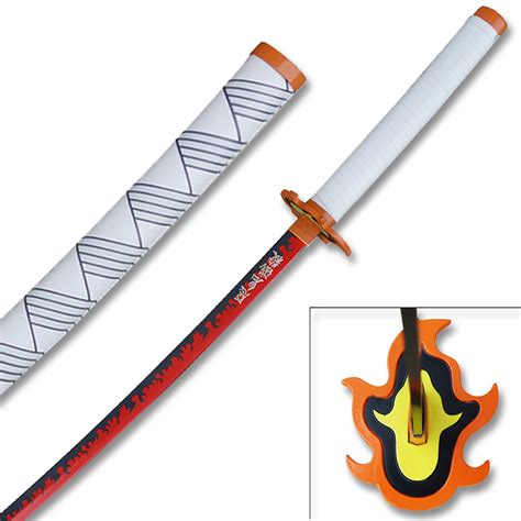 Demon Slayer Kyojuro Rengoku Red Nichirin Sword Katana Metal Swords