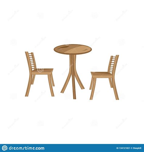 A Set Of Decorative Furniture A Table Is Two Chairs Vector
