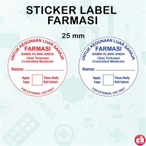 Sticker Label Ubat Stiker Label Ubat Klinik Sticker Label Farmasi