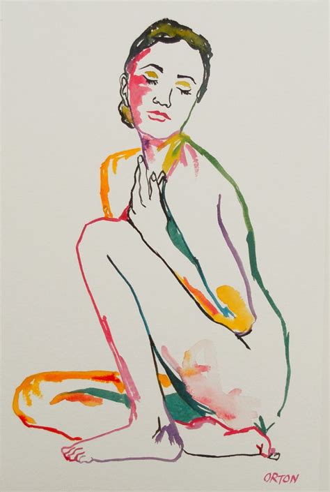 Drawing Illustration Nude Figure Drawing Watercolour Original Female