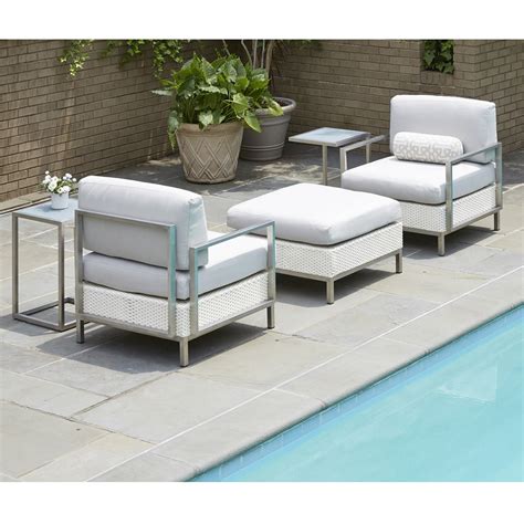 Lloyd Flanders Elements Modern Outdoor Wicker Lounge Chair And Ottoman