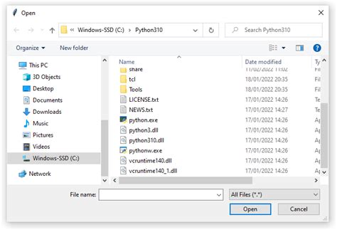 Browse File Or Folder In Tk Tkinter Python Assets