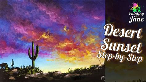 Desert Sunset Step By Step Painting On Canvas For Beginners Youtube