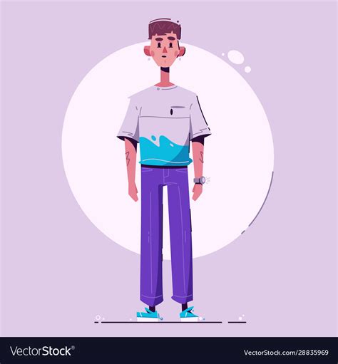 Fashionable Guy Character Design Cartoon Vector Image