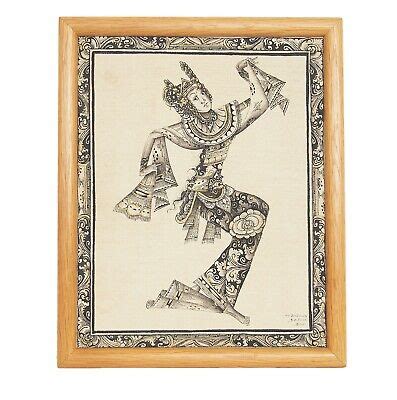 Wy Badung Batuan Bali Painting Folk Art Balinese Female Dancer Wood