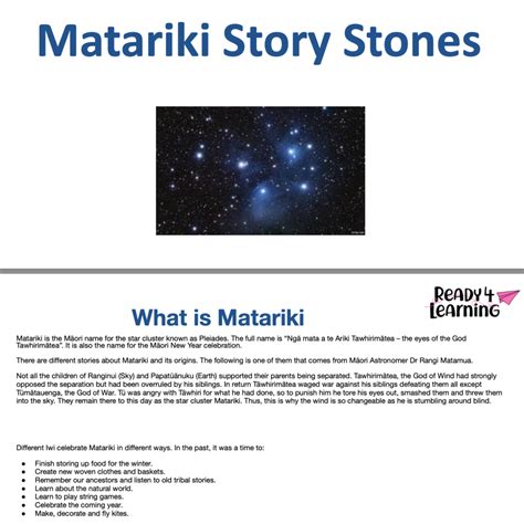 Matariki Story Stones Ready 4 Learning