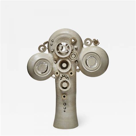 Georges Pelletier Glazed Ceramic Totem Table Lamp By French Artist
