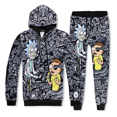 Rick And Morty Cartoon Print Sweat Suit Hooded Sweatshirt Cosplay
