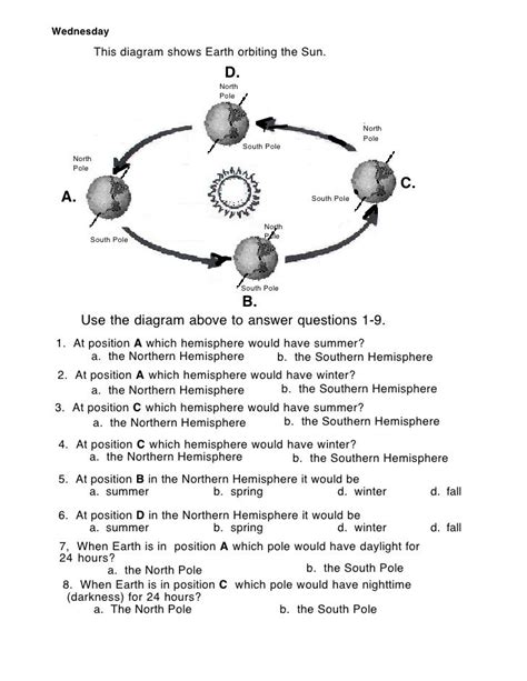 Seasons Review Worksheet Answer Key My Worksheet Time Scienceworksheets Net