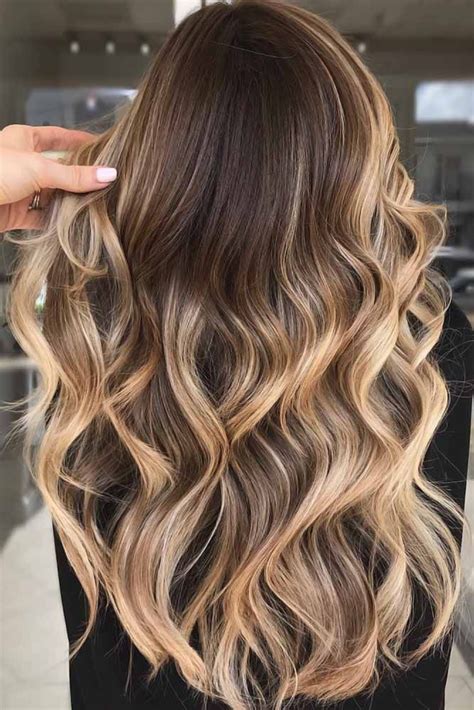 Long blond hair with balayage. Trendy Hair Color : Brown To Dirty Blonde Ombre Dark # ...