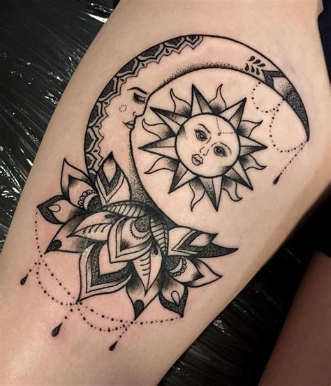 Ornamental Sun Moon Tattoo Tattoo Artist Bethany Whitehead