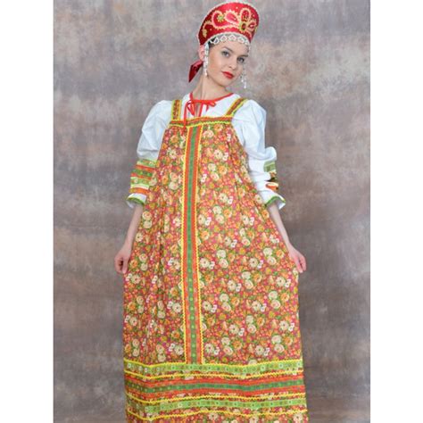 darya russian traditional costume sundress and headdress product sku set 129034 129035