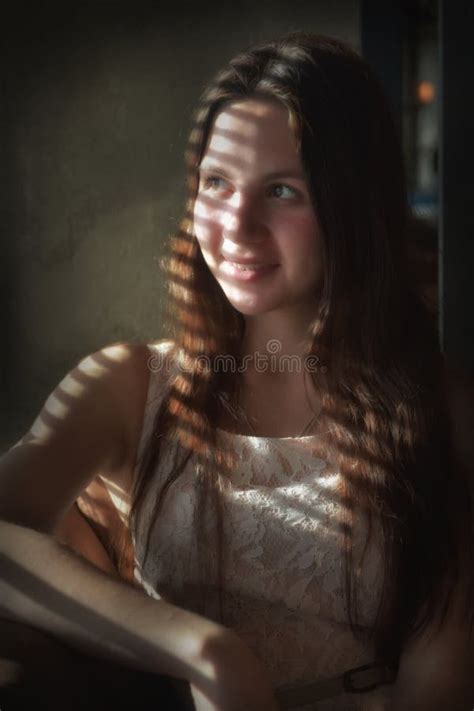 Teen Girl And Strips Of Sunlight Stock Image Image Of Lady Adult