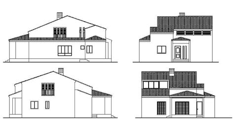 Two Story House All Sided Elevation Cad Drawing Details Dwg File Cadbull