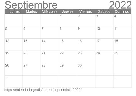 Calendario Septiembre 2022 De México En Español ☑️ Calendariogratis